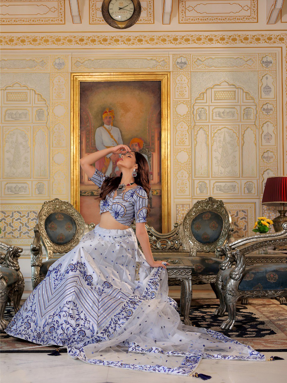 White and Blue Embroidered Ready To Wear Lehenga Choli with Dupatta – Designer Wedding & Function Wear Outfit for Women
