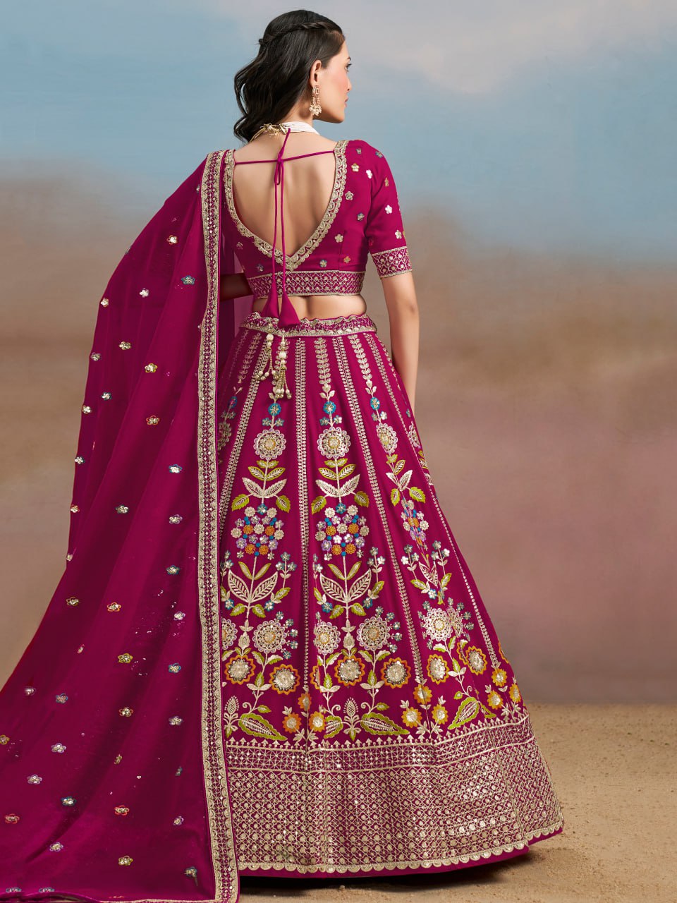 Floral Fantasy Pink – Heavy Embroidered Pink Lehenga Choli