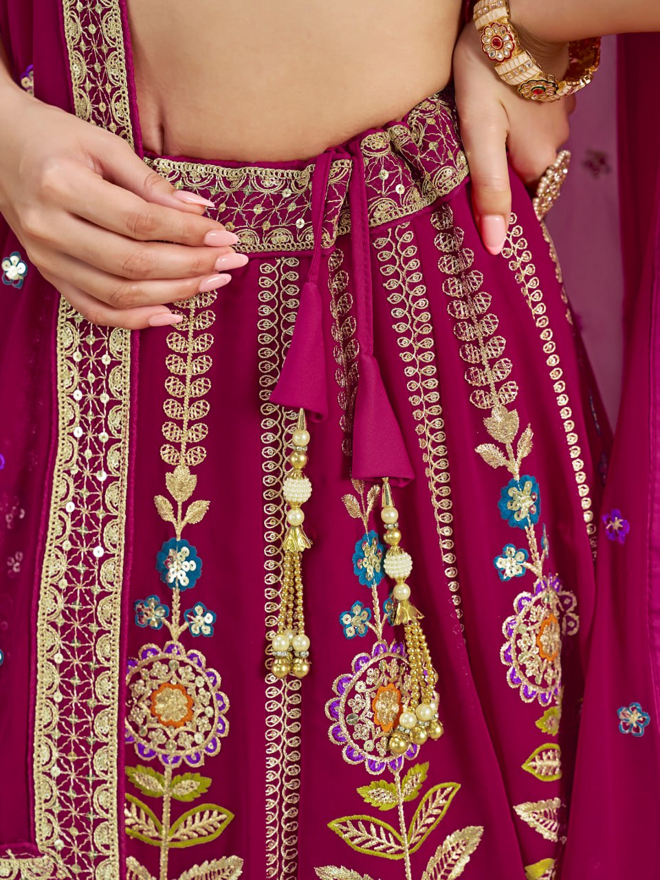 Floral Fantasy Pink – Heavy Embroidered Pink Lehenga Choli