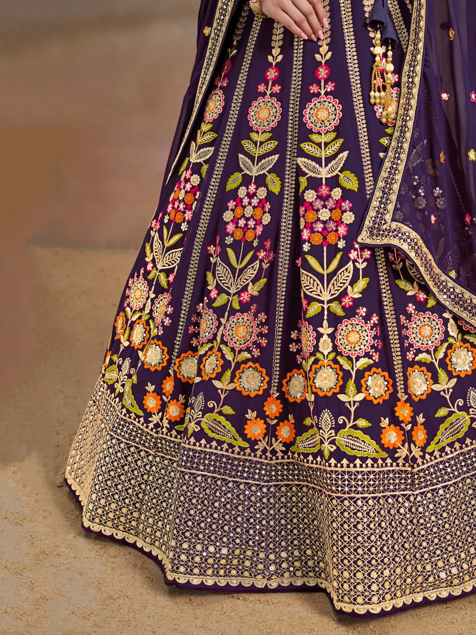 Floral Fantasy Purple – Heavy Embroidered Purple Lehenga Choli