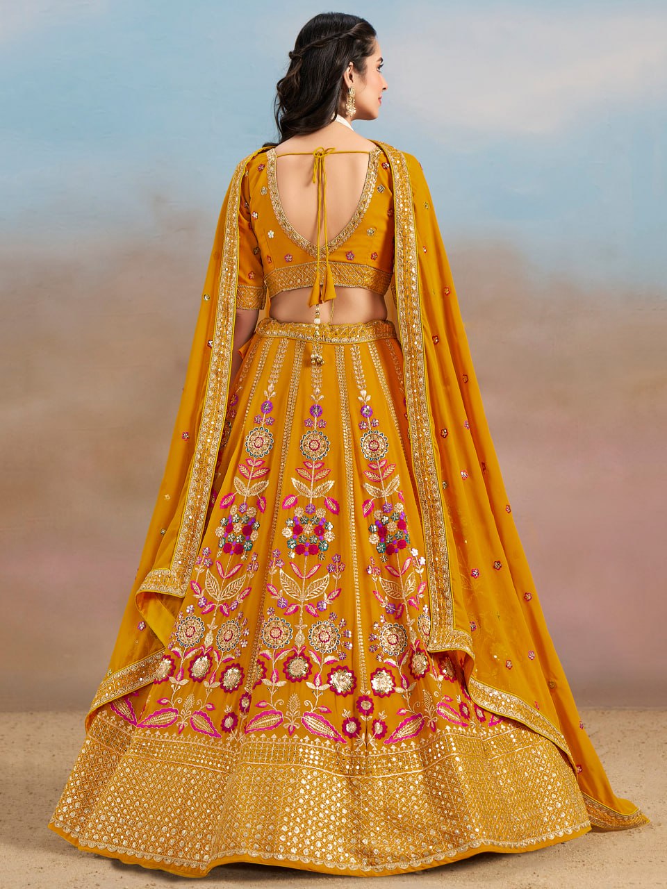 Floral Fantasy Yellow – Heavy Embroidered Yellow Lehenga Choli