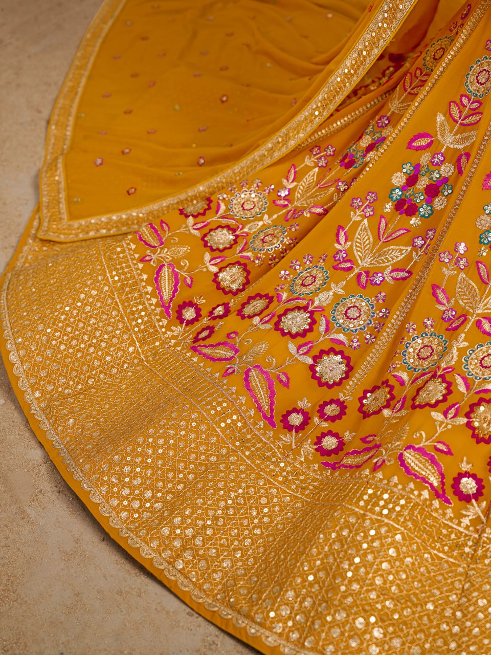 Floral Fantasy Yellow – Heavy Embroidered Yellow Lehenga Choli